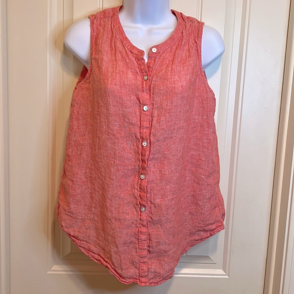 Christian Siriano New York 100% Linen Sleeveless Blouse
